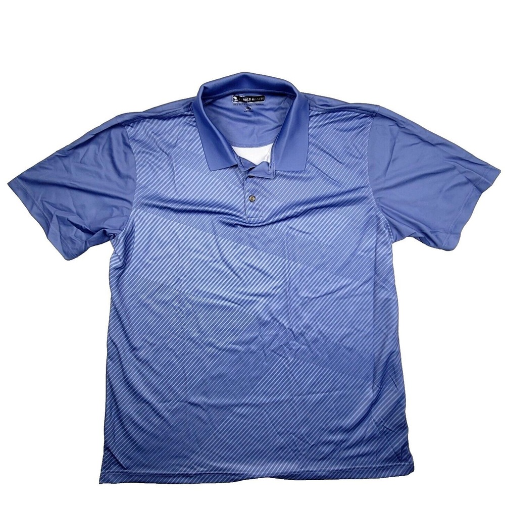 Pebble Beach Golf Polo Shirt XXL Blue Striped Dry-Luxe Performance‎ Short Sleeve